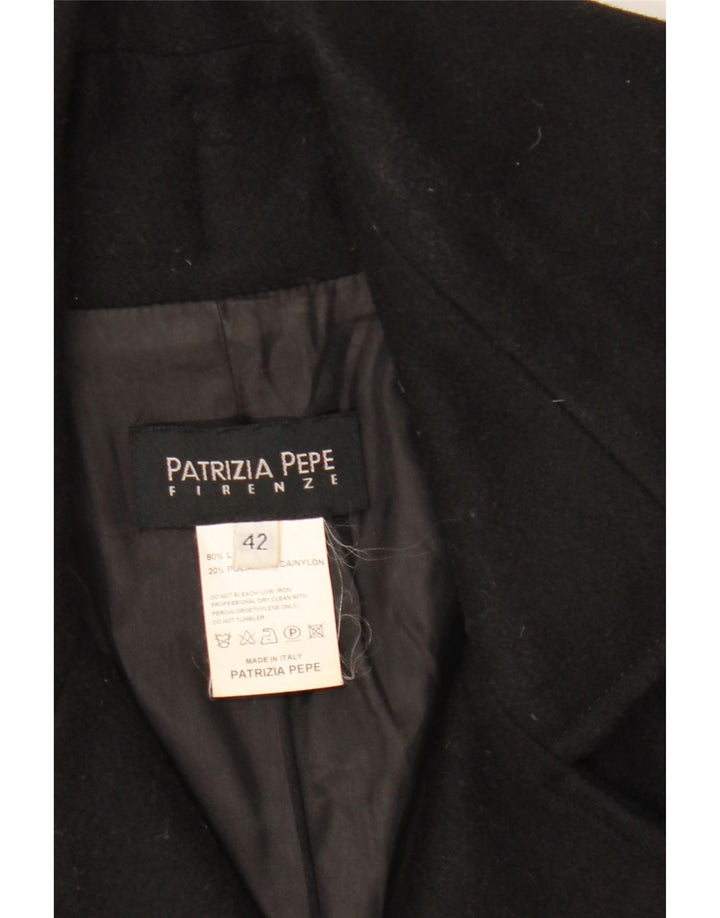 Patrizia Pepe Dame Overfrakke IT 42 Medium Sort Uld