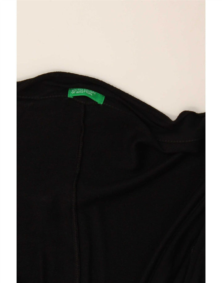 Benetton Dame Asymmetrisk Cardigan Sweater UK 12 Medium Sort