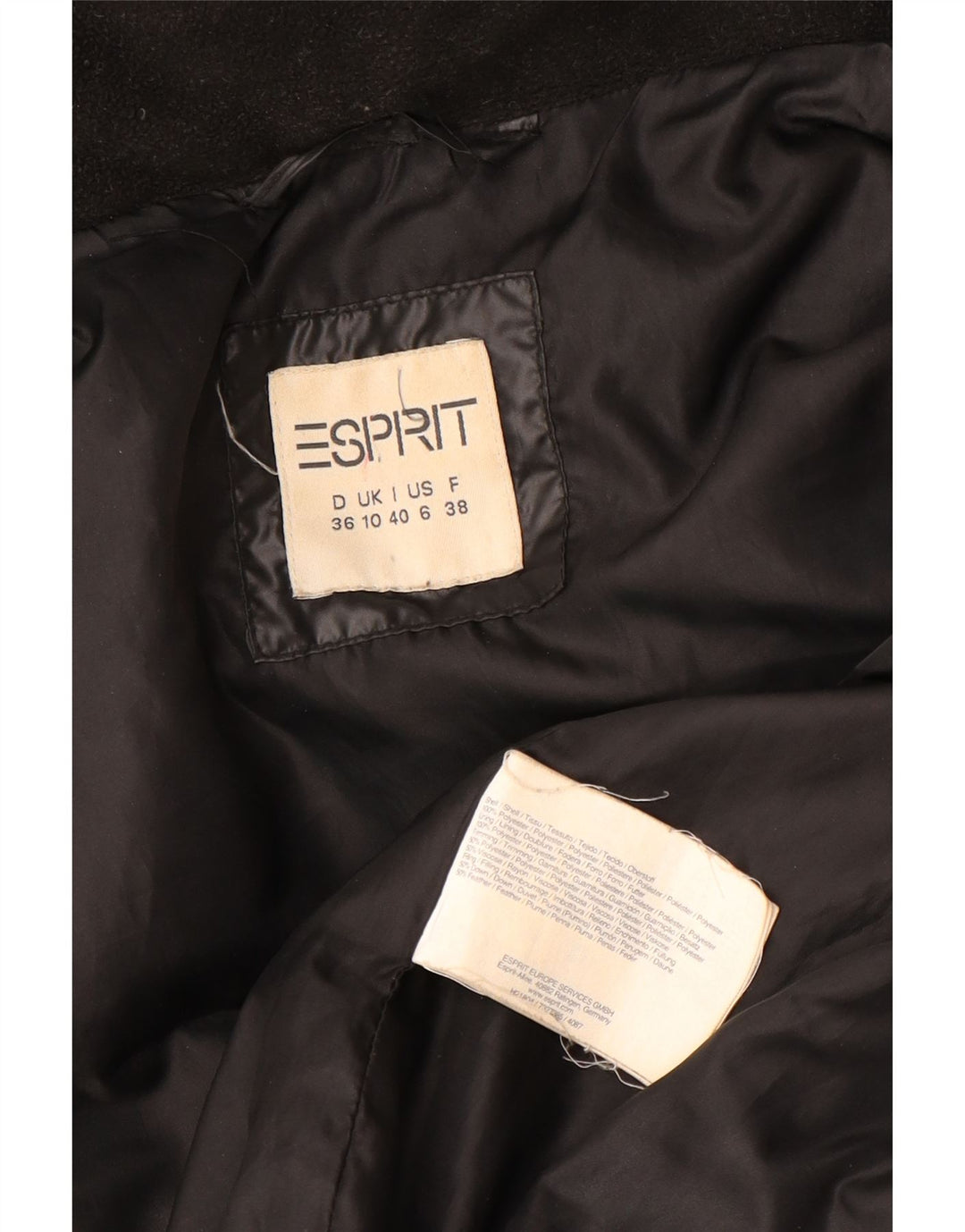 Esprit Dame Hætte Polstret Gilet UK 10 Small Black Polyester