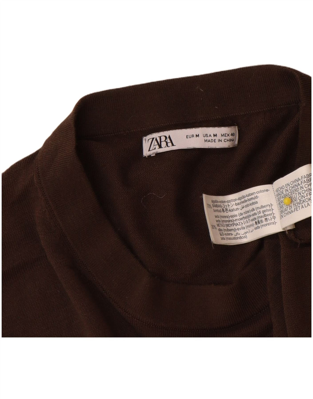 Zara Herre sweater med rund hals, medium brun bomuld