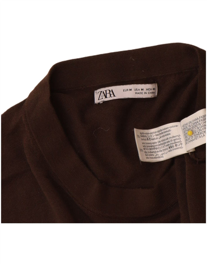 Zara Herre sweater med rund hals, medium brun bomuld