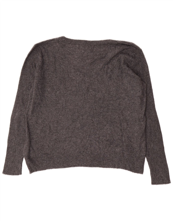 Gaudi Dame Grafisk Oversized V-hals Jumper Sweater UK 10 Small Grey
