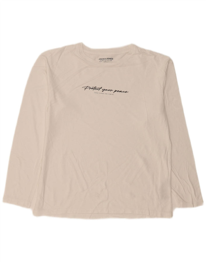 Jack & Jones Herre grafisk top Langærmet mellemhvid bomuld