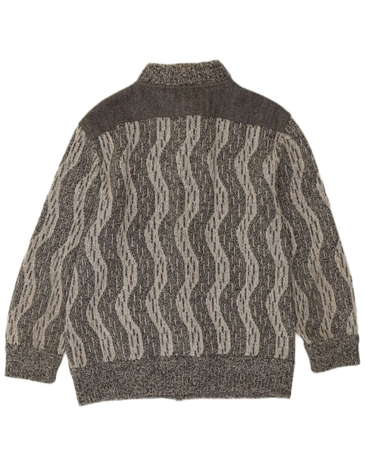 De Pletrl Herre Cardigan Sweater IT 50 Medium Grå Chevron Uld
