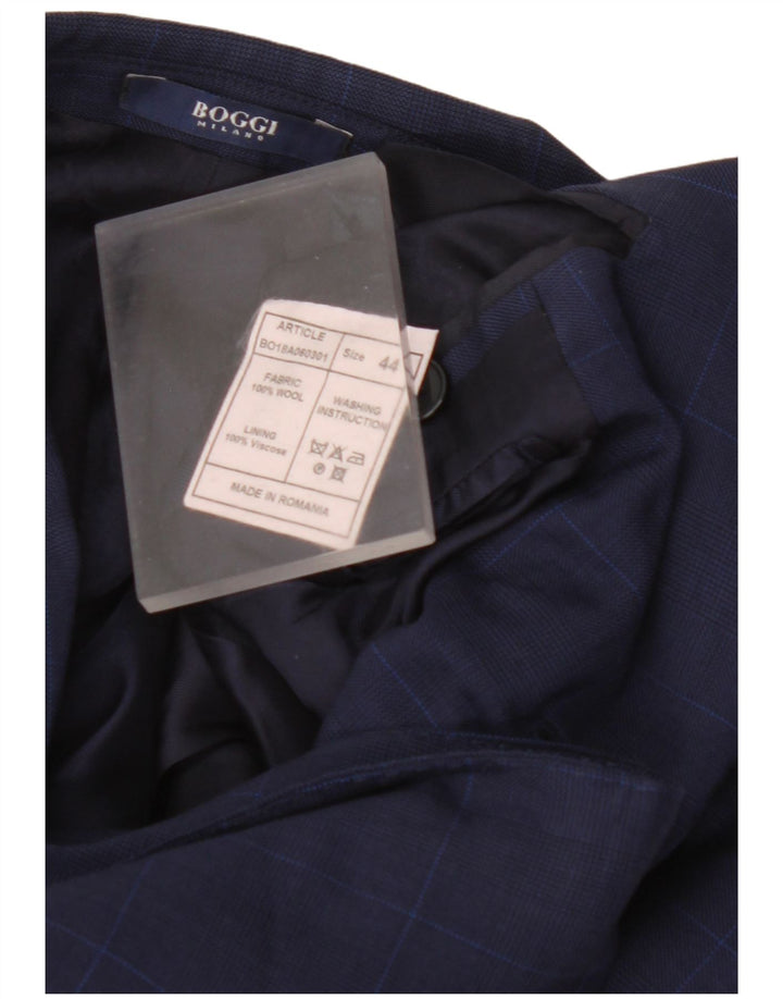 BOGGI Herre Milano 2-knaps blazerjakke IT 44 XS Marineblå ternet uld