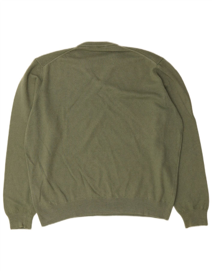 HARMONT & BLAINE Womens V-Neck Jumper Sweater XL Khaki Wool