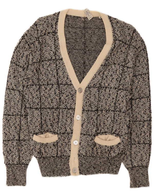 Valentino Mens Cardigan Sweater Small Grey Check Cotton