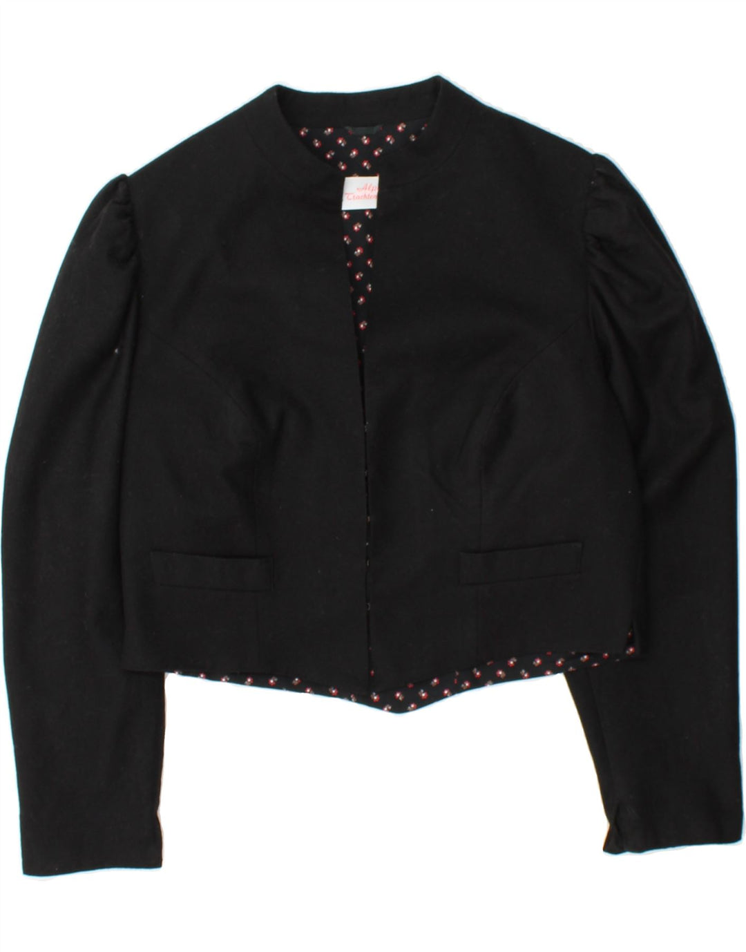 VINTAGE Womens Crop Blazer Jacket EU 42 Large Black Wool Vintage Vintage and Second-Hand Vintage from Messina Hembry 