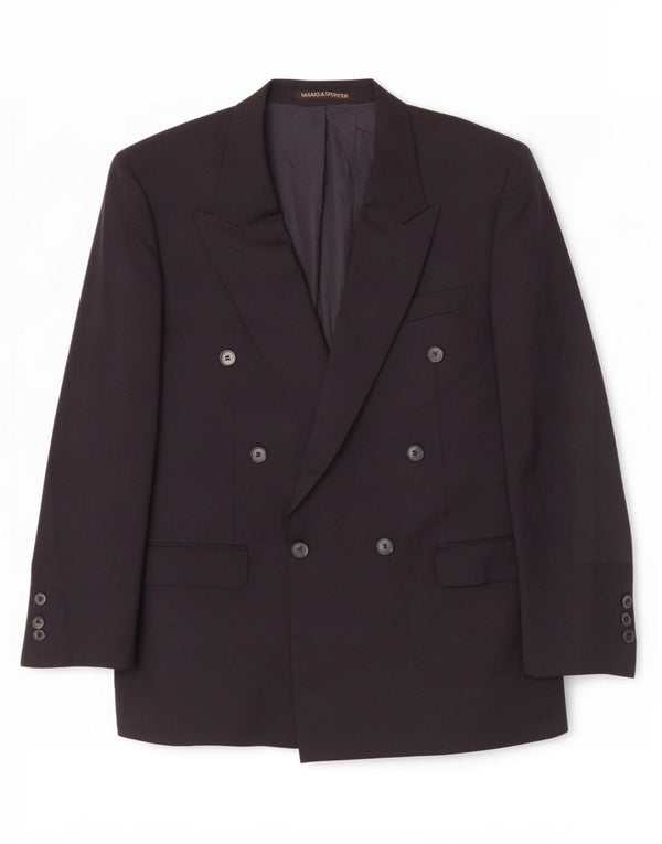 Marks & Spencer Herre Double Breasted Blazer Jacket UK 40 Medium Navy Blue