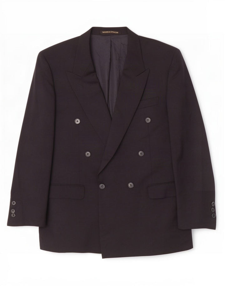 Marks & Spencer Herre Double Breasted Blazer Jacket UK 40 Medium Navy Blue