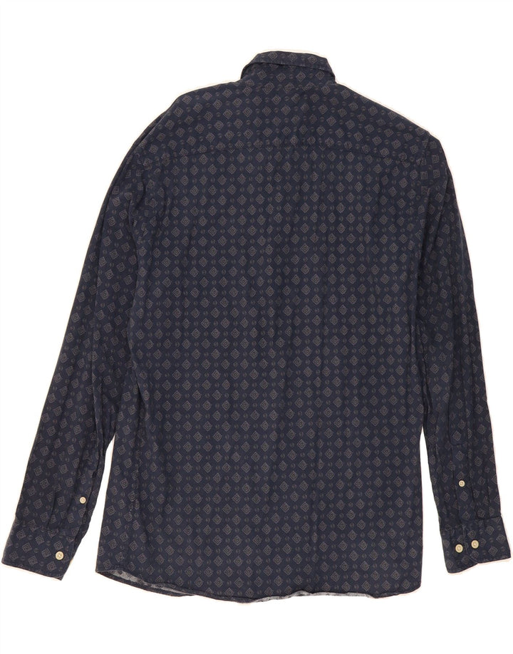 JACK & JONES Mens Shirt Medium Navy Blue Argyle/Diamond Cotton Vintage Jack & Jones and Second-Hand Jack & Jones from Messina Hembry 