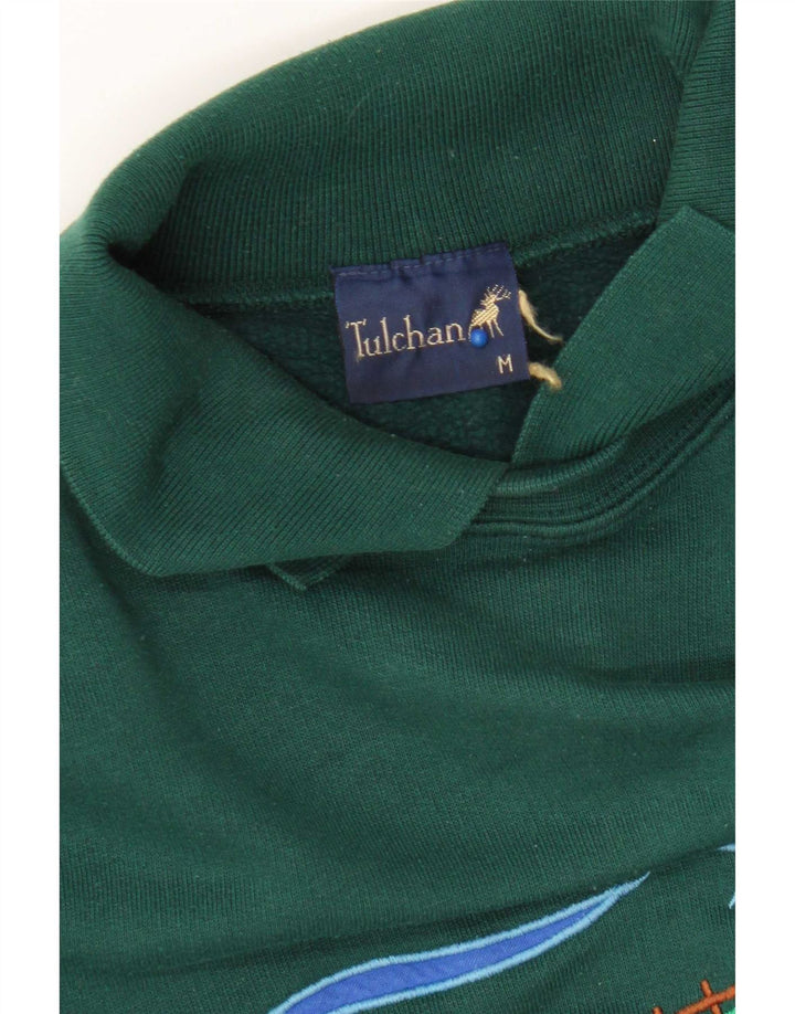 Tulchan Herre Grafisk Polo Neck Sweatshirt Jumper Medium Grøn Bomuld