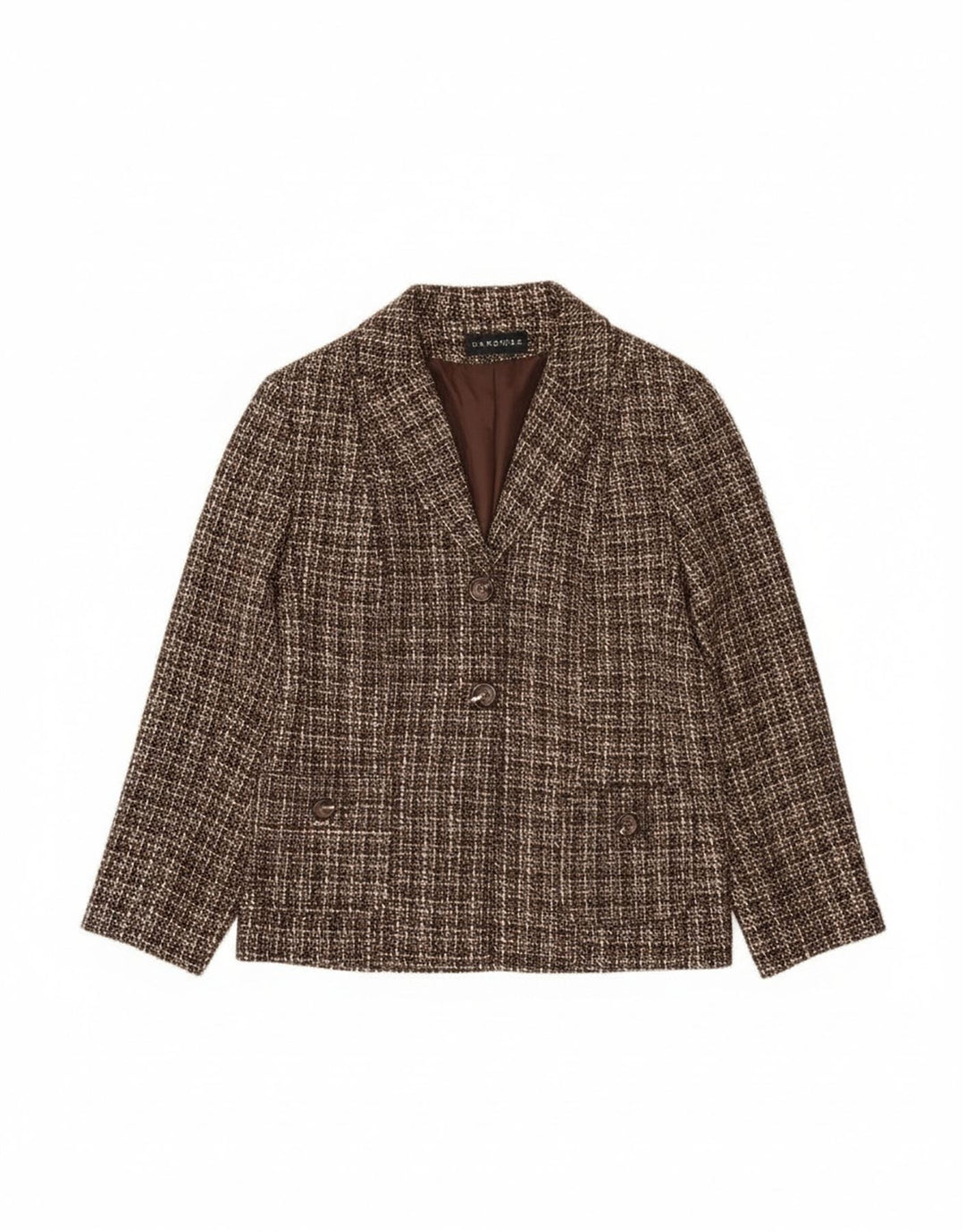 Garderobe til kvinder 2-knaps blazerjakke UK 18 XL brun ternet akryl