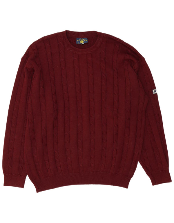 Navigare Herre sweater med rund hals XL Maroon Ny uld