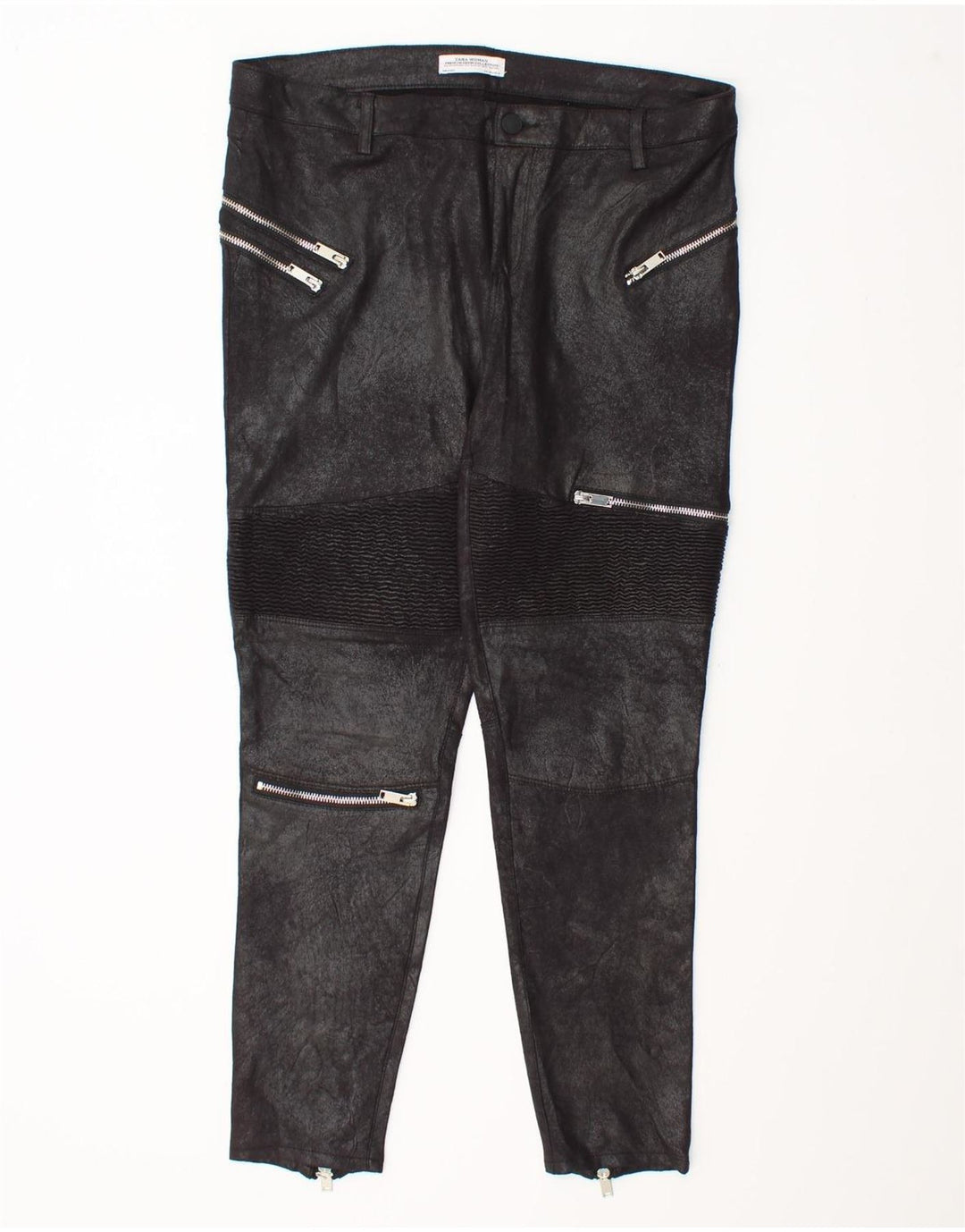 Zara Womens Skinny Cropped Trousers Large W30 L27 Black Polyester