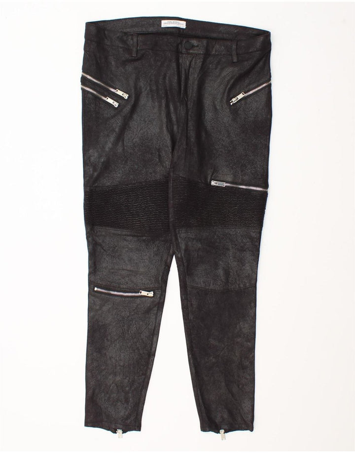 Zara Womens Skinny Cropped Trousers Large W30 L27 Black Polyester