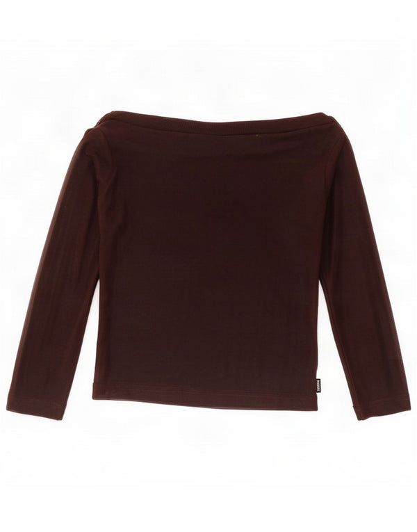 Gianfranco Ferre Womens Crop Top 3/4 ærmer UK 12 Medium Brun Polyester