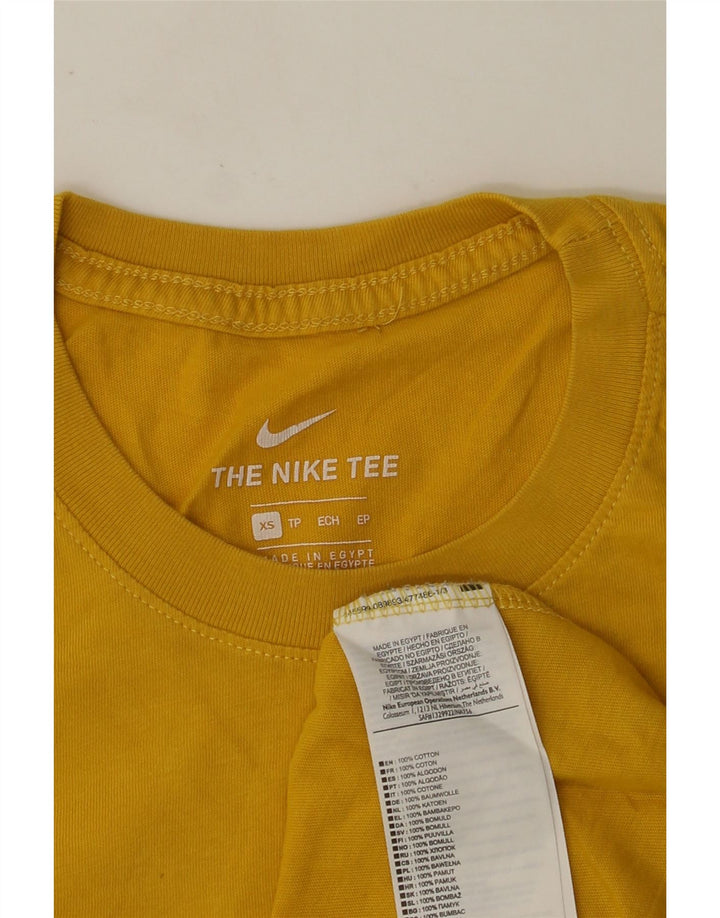 NIKE Grafisk T-shirt top XS gul bomuld til mænd