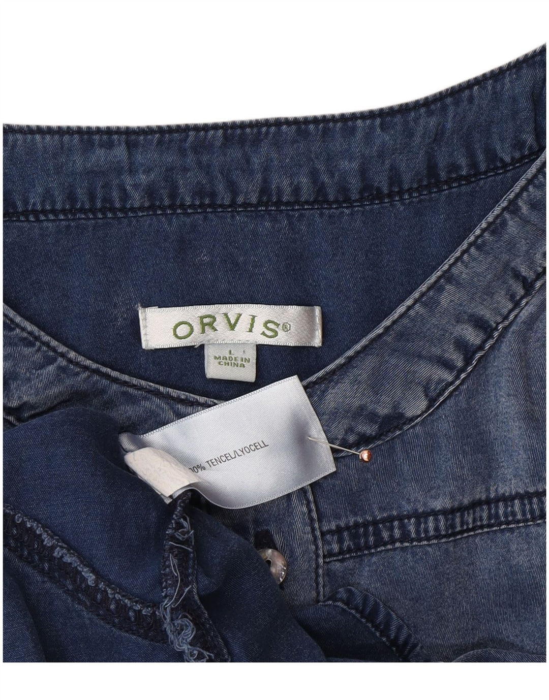 ORVIS Womens Longline Pullover Shirt UK 16 Large Blue Lyocell