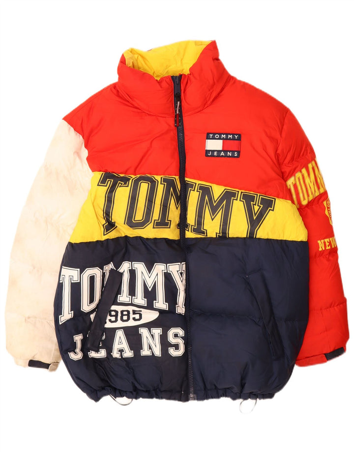 Tommy Hilfiger Herre grafisk polstret jakke UK 34 XS Flerfarvet