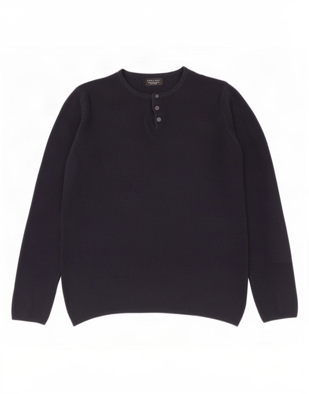 Zara Herre Button Neck Jumper Sweater Small Navy Blue Akryl