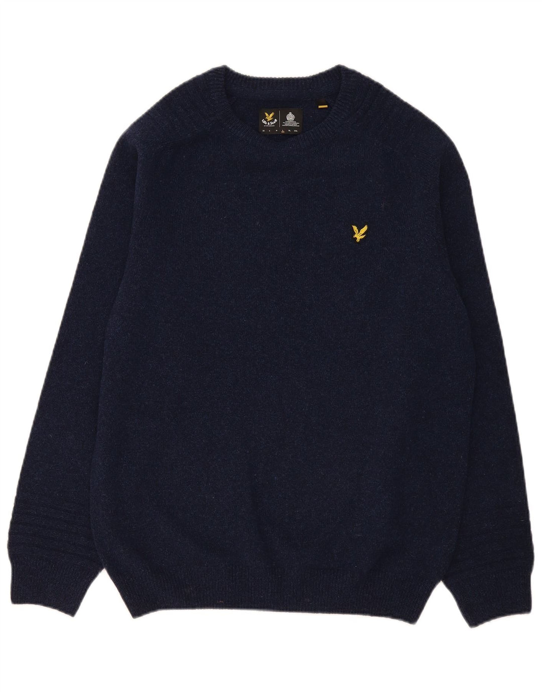 Lyle & Scott Herre sweater med rund hals, stor marineblå uld