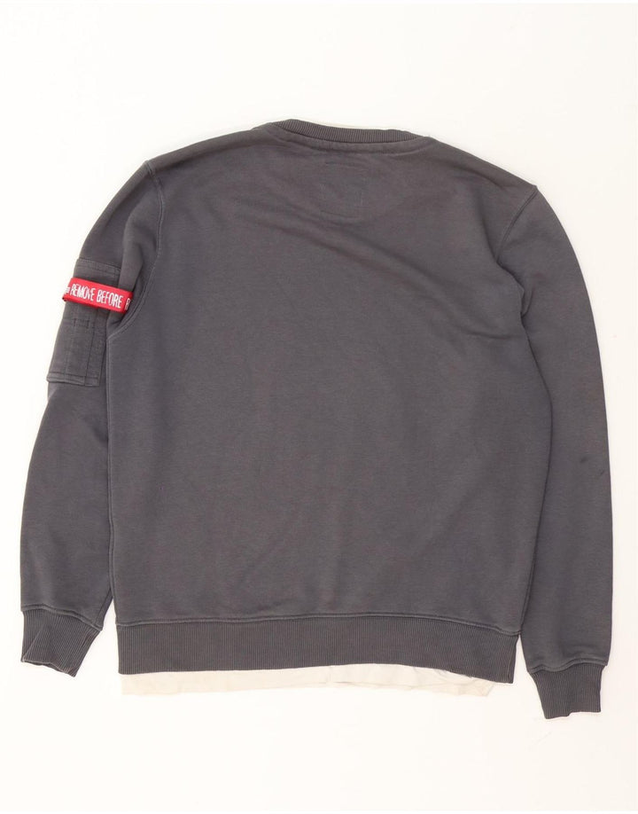 Alpha Industries Grafisk sweatshirt til mænd, lille grå bomuld