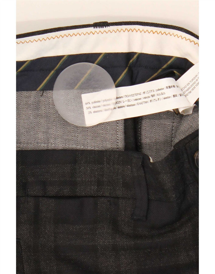 Zara Herre Slim Cropped Trousers EU 38 Small W30 L25 Grå ternet polyester