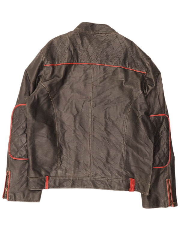 Les Boulevards Herre Moto Racer Læderjakke UK 40 Large Sort
