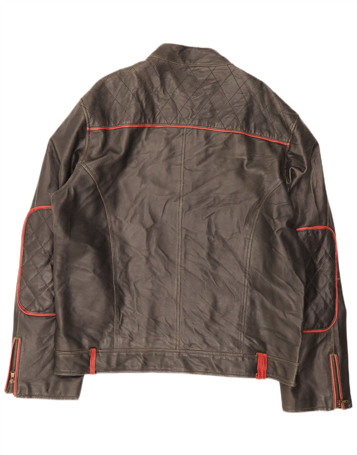 Les Boulevards Herre Moto Racer Læderjakke UK 40 Large Sort