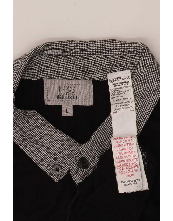 Marks & Spencer Herre Regular Fit Polo Neck trøje Sweater Large Sort