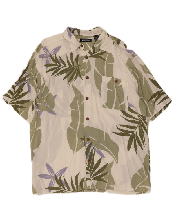 Puritan kortærmet herreskjorte størrelse 42/44 Large Green Floral Hawaiian