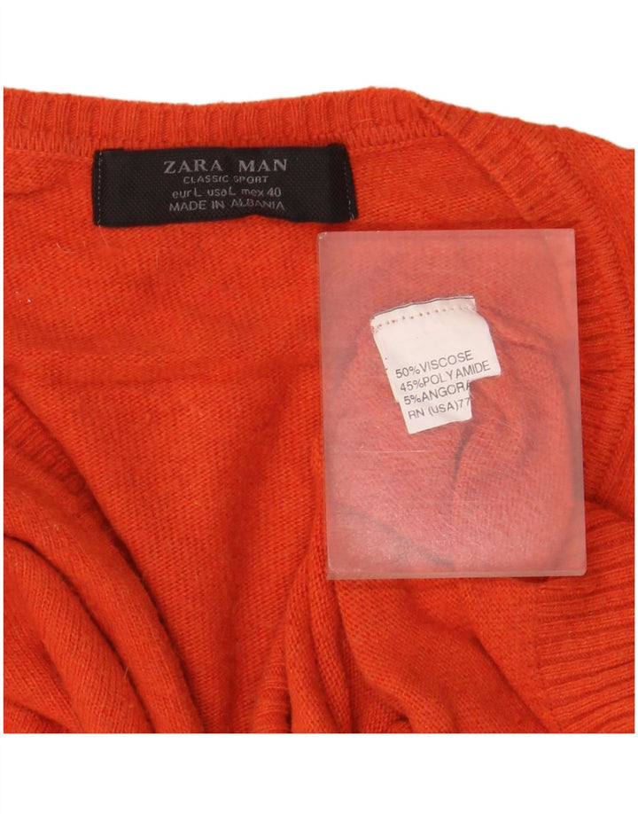 Zara Herre V-hals sweater Stor Orange Viscose