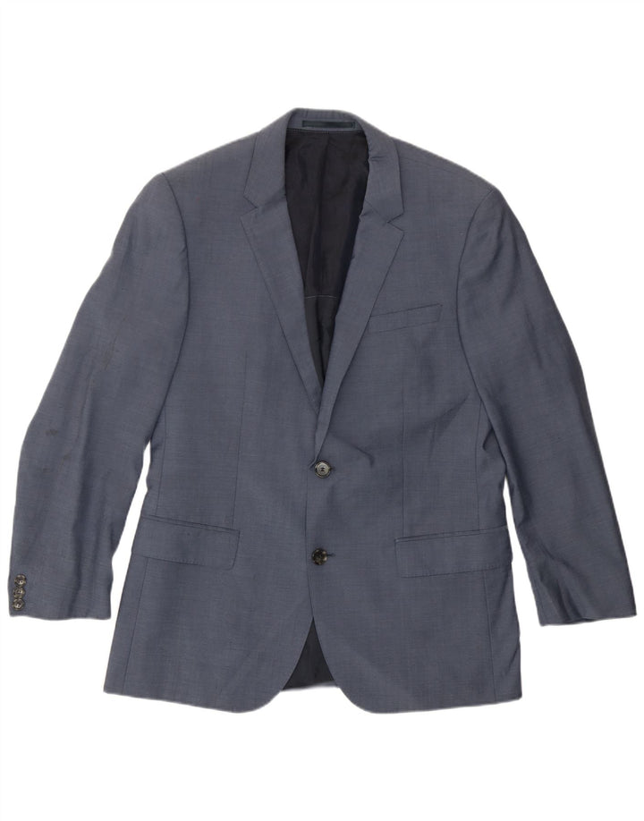 Hugo Boss Herre 2-knaps blazerjakke EU 50 Large Blue Virgin Wool