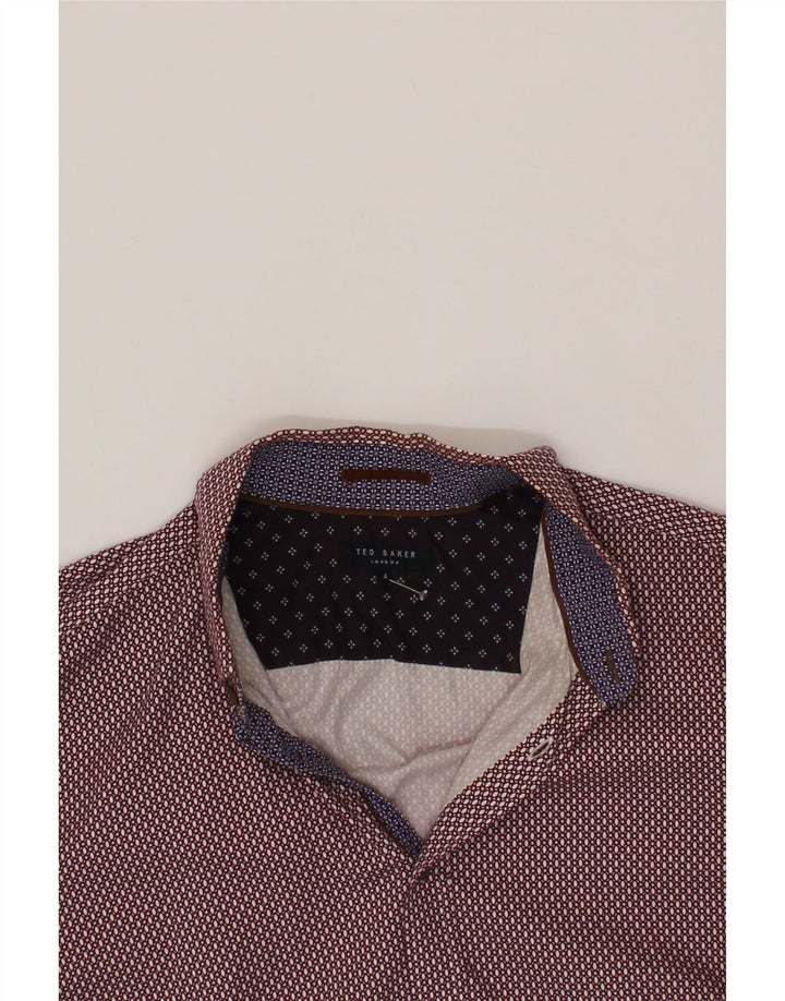 TED BAKER Mens Abstract Pattern Shirt Size 4 Large Burgundy Cotton Vintage Ted Baker and Second-Hand Ted Baker from Messina Hembry 