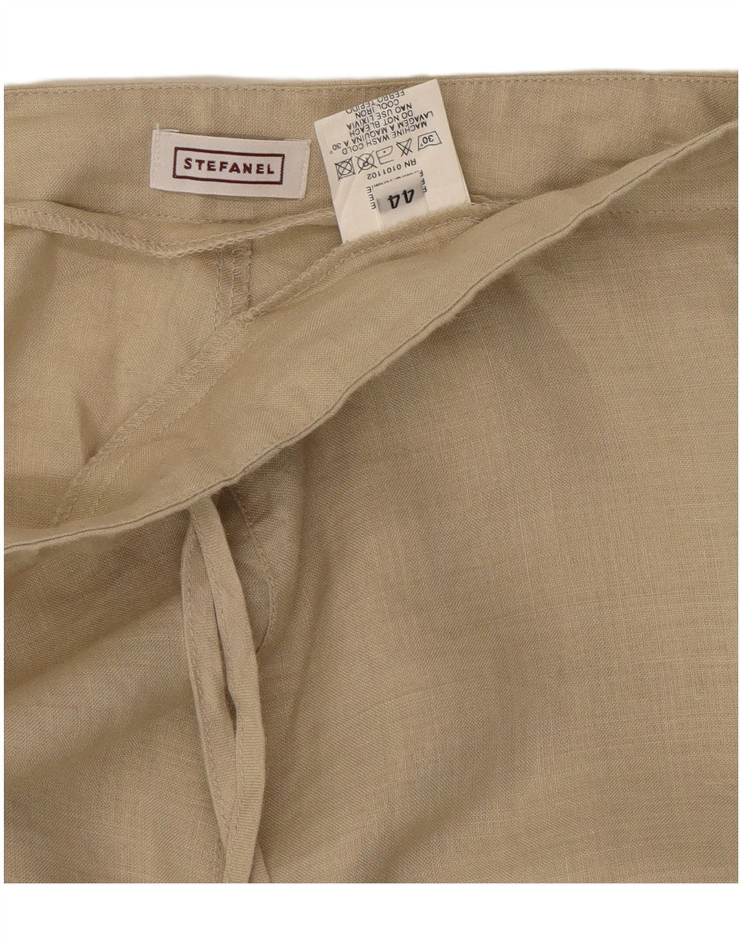 Stefanel Kvinder Casual Bukser med brede ben IT 44 Medium W30 L29 Beige Ramie
