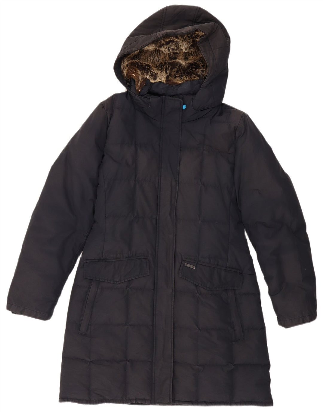 WOOLRICH Polstret frakke med hætte til kvinder UK 18 XL marineblå polyester