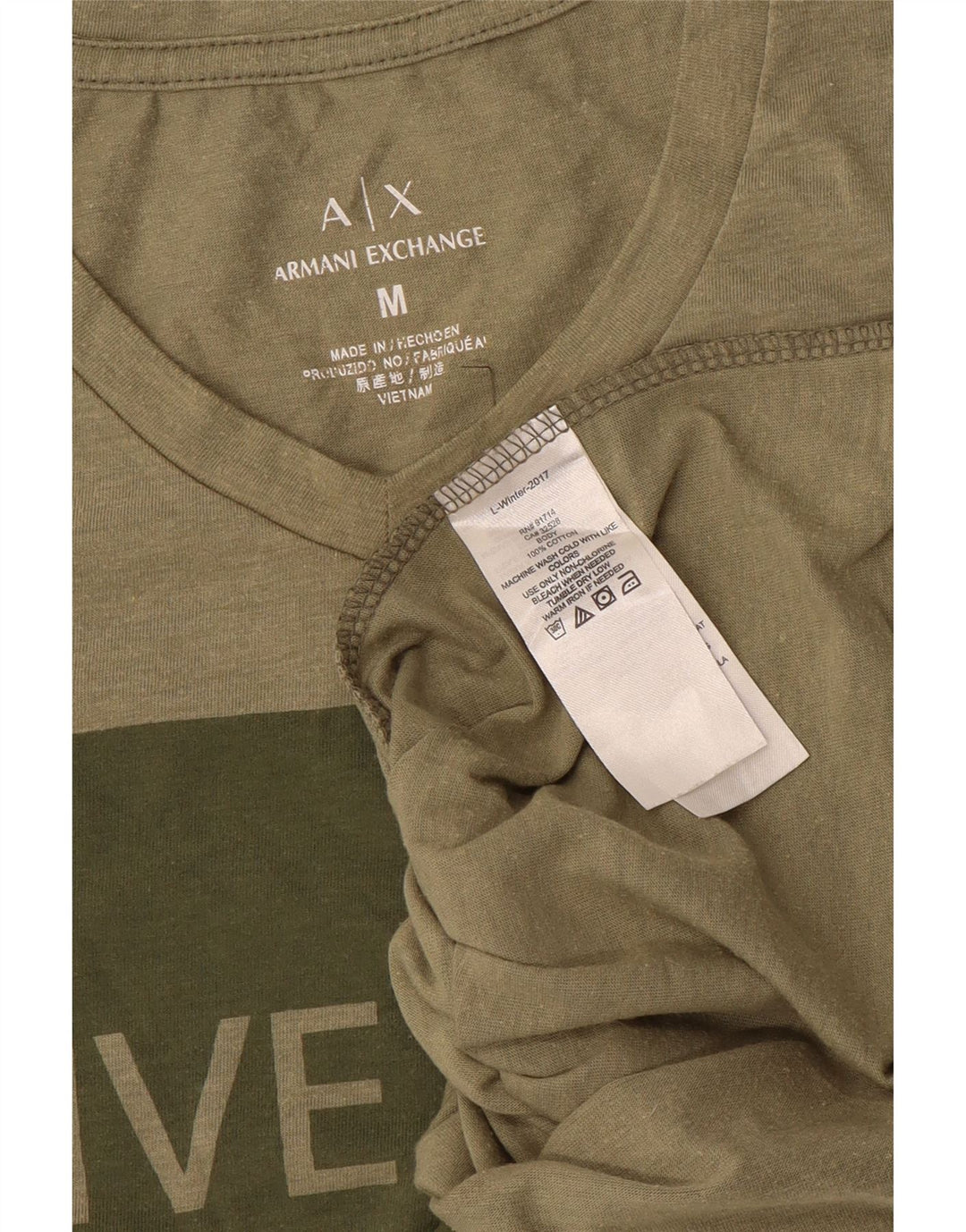 Armani Exchange Herre grafisk T-shirt Top Medium Khaki Bomuld