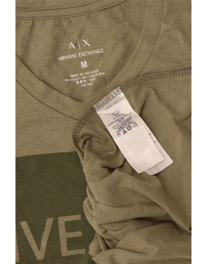 Armani Exchange Herre grafisk T-shirt Top Medium Khaki Bomuld