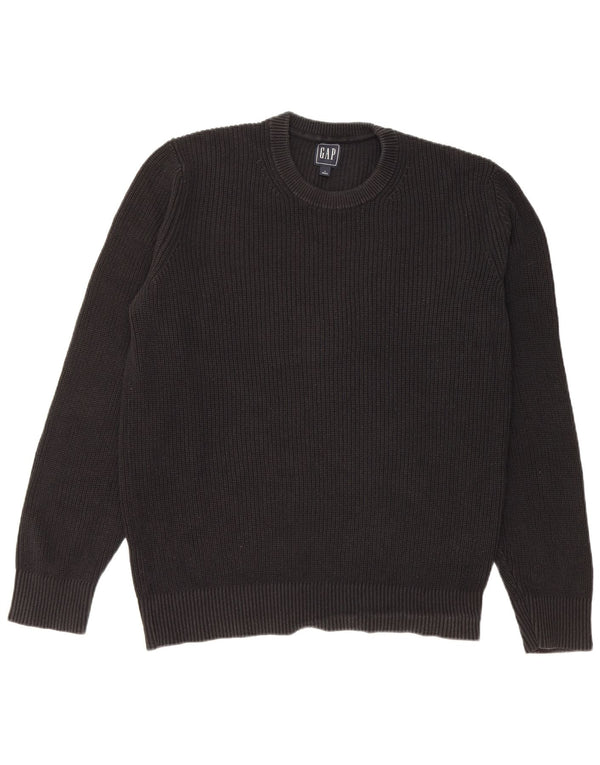Gap Herre Crew Neck Jumper Sweater Medium Sort Bomuld