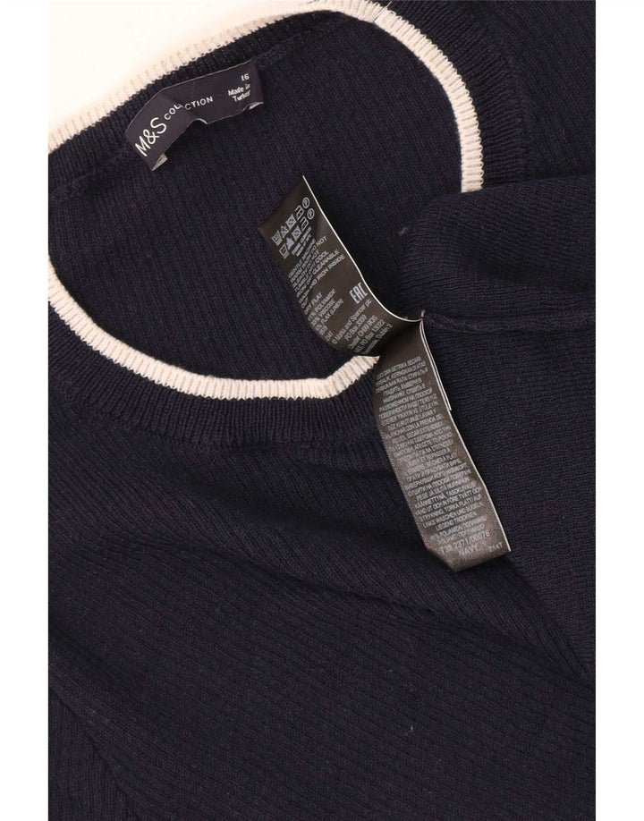 Marks & Spencer Dame Kortærmet Bluse Top UK 16 Large Navy Blue
