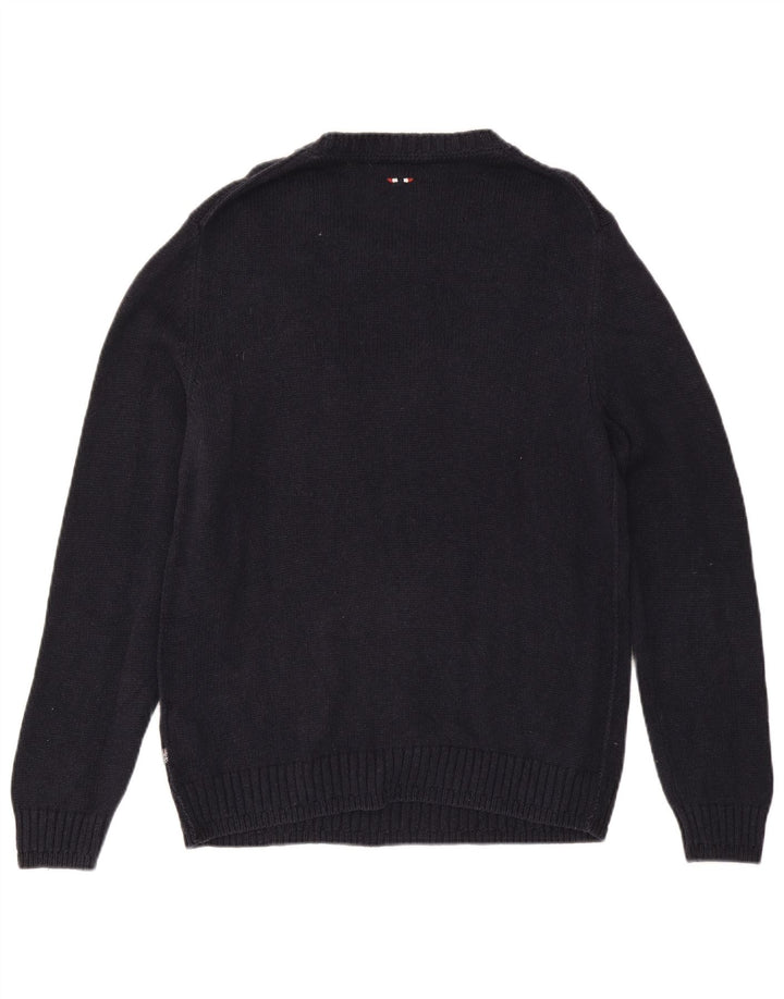 NAPAPIJRI Herre grafisk rund hals sweater stor marineblå bomuld