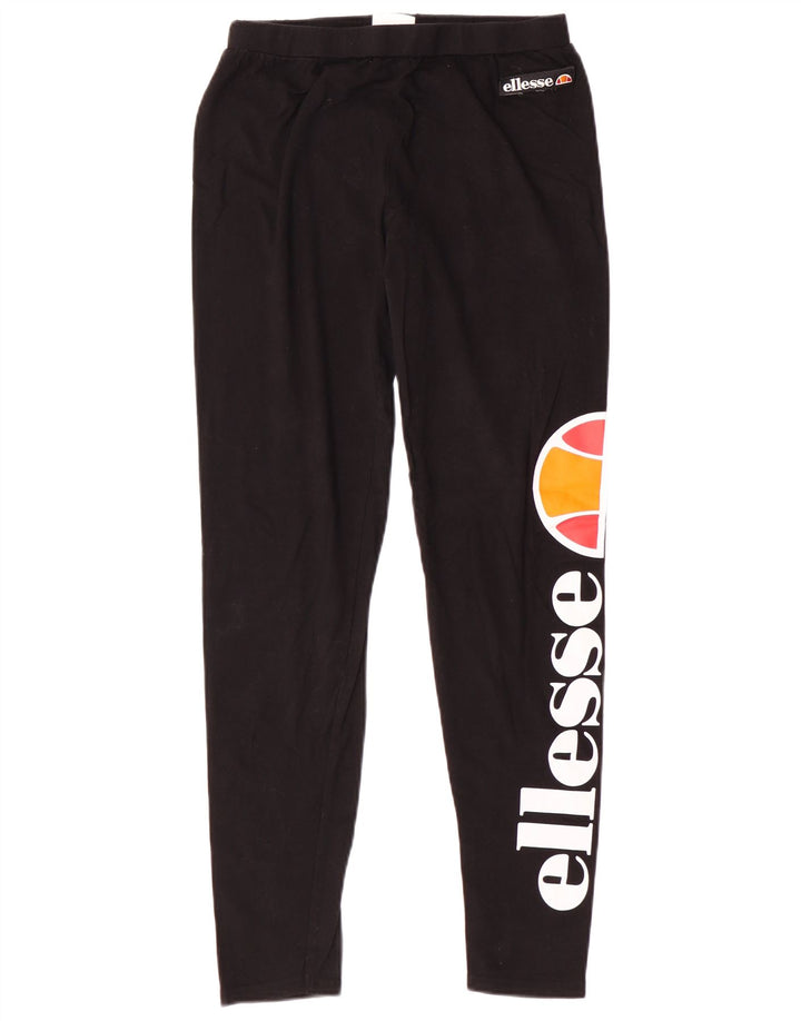 ELLESSE Grafiske Leggings til kvinder UK 12 Medium Sort Bomuld