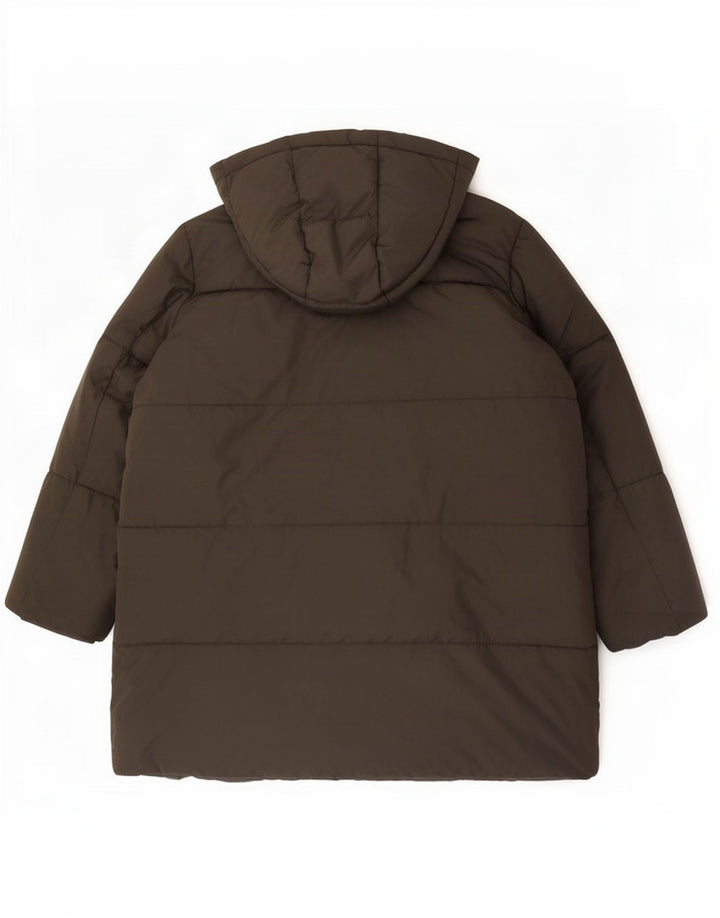Zara Dame Hætte Oversized Polstret Jakke UK 10 Lille brun polyester