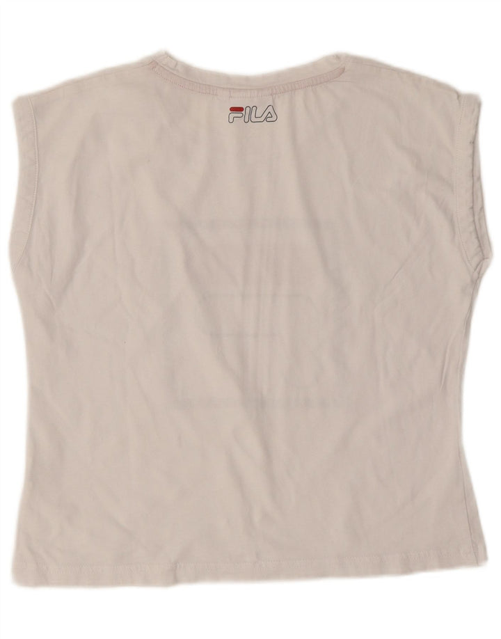 Fila Dame Grafisk T-Shirt Top UK 10 Small White