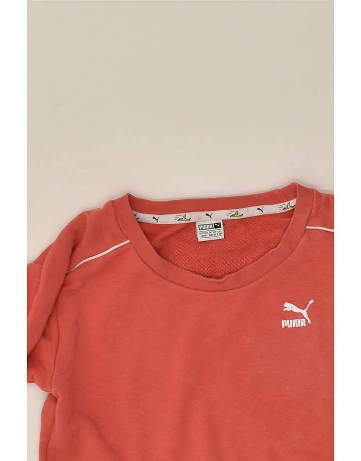 PUMA Girls Graphic Sweatshirt Jumper 9-10 Years Orange Cotton | Vintage Puma | Thrift | Second-Hand Puma | Used Clothing | Messina Hembry 