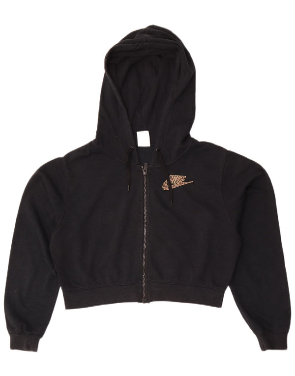 Nike Womens Crop Oversized hættetrøje med lynlås UK 6 XS Sort