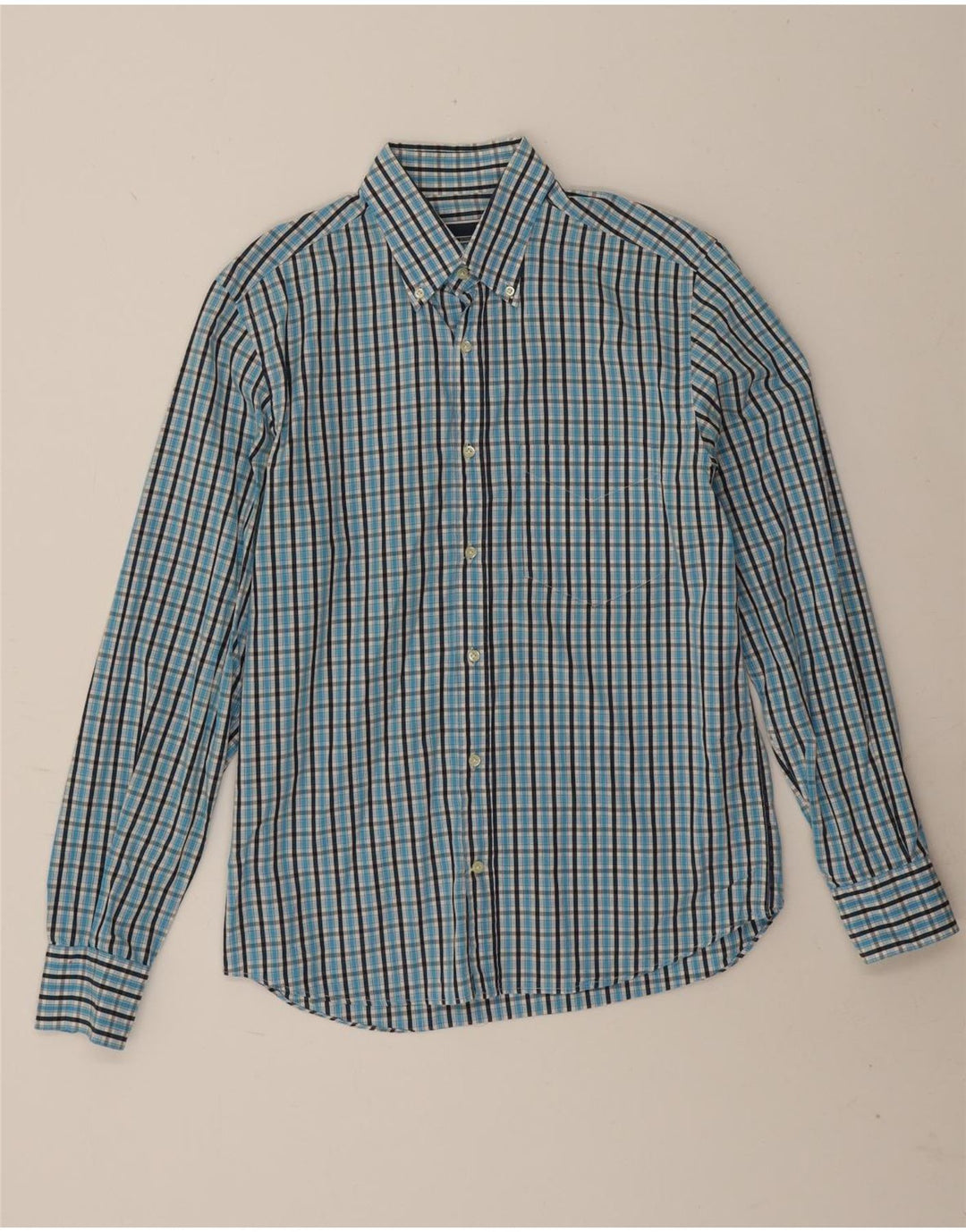 Sergio Tacchini herreskjorte mellemblå ternet bomuld