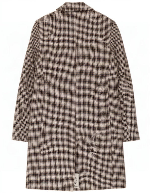 Jack Wills Womens Overcoat UK 8 Small Multicoloured Houndstooth Wool