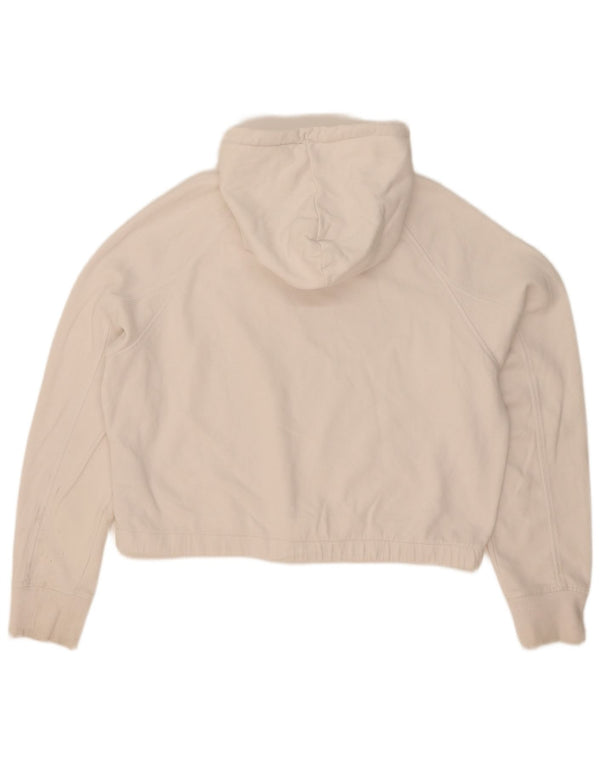 Fila Womens Crop Oversized Hoodie Jumper UK 6 XS Hvid Bomuld